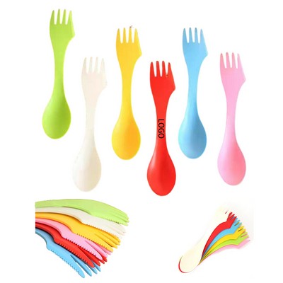 7" x 1.375" Multi-Functional Plastic Spoon Fork Knife 3 In 1