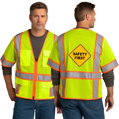 CornerStone® ANSI 107 Class 3 Surveyor Mesh Zippered Two-Tone Short Sleeve Vest