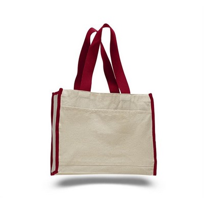 Canvas Gusset Tote Bag with Color Handles