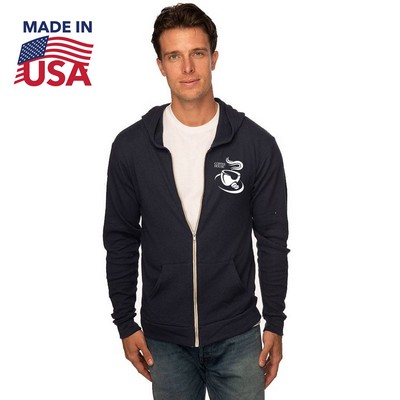 Unisex USA Made Organic Triblend Jersey Full Zip Hoodie