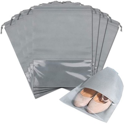 Non-Woven Dust-Proof Drawstring Shoe Bag With Clear Window