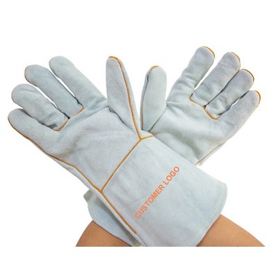 Long Cowhide Leather Work Gloves