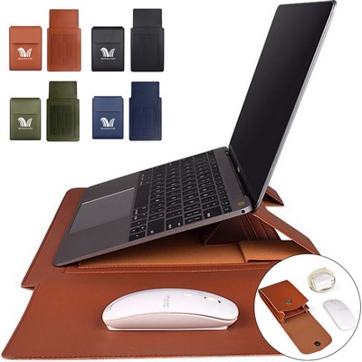 Multifunction Stand Leather Laptop Sleeve