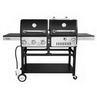 Keg Products Black/Silver Split 3-Burner Gas & Charcoal Combo Grill