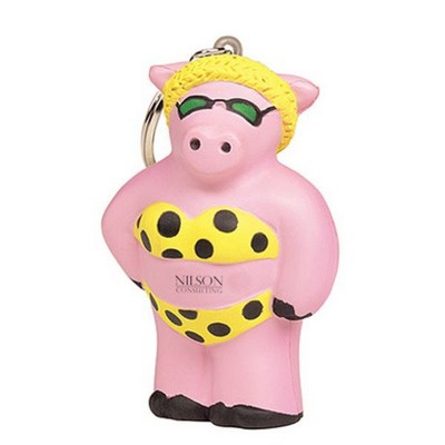 Cool Beach Pig Stress Ball with Keychain