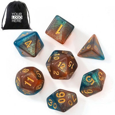 Polyhedral Dice Set with Pouch for Gaming and Collecting