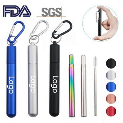 Reusable Collapsible Stainless Steel Drinking Straw w/Case