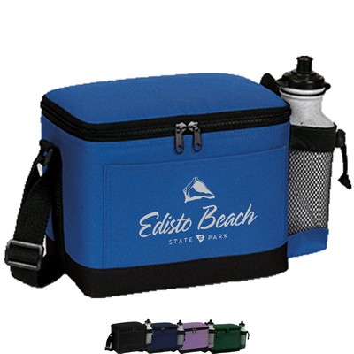 600D Insulated 6 Pack Cooler Bag w/ Side Mesh Pocket (9" x 6.5" x 6")