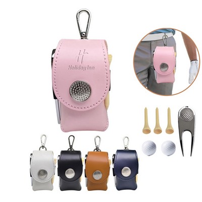 Premium PU Leather Golf Ball Holder Waist Belt Bag Sets