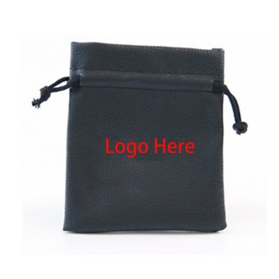 Pu Leather Black Drawstring Pocket