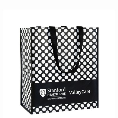 Custom 140g Double Laminated Non-Woven Polka-Dot Tote Bag 13"x15"x8"