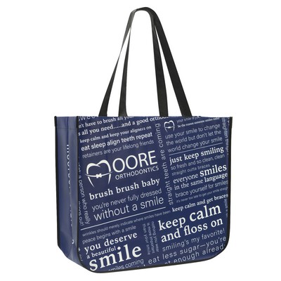 Custom Full-Color Laminated Non-Woven Round Cornered Promotional Tote Bag 16"x14"x6"