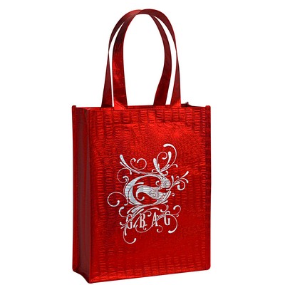 Textured Laminated Red Metallic Gift Bag 9"x12"x4.5"