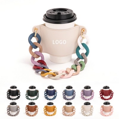 Cup Sleeve With Detachable PU Chain