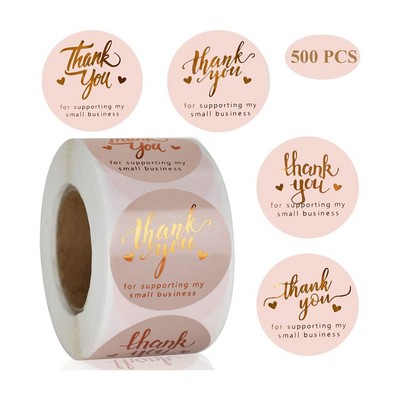 Pink Foil Thank You Stickers