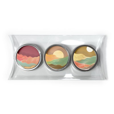 2 oz. Mini Candle Trio Set - Clear Lids/Silver Tin