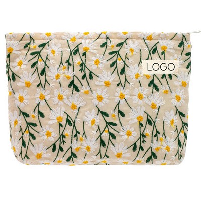 Jacquard Flower Canvas Makeup Bags