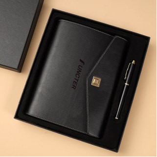 A5 PU Leather Rings Binder Notebook Gift Set Executive Journal Business Gift Box with Pen