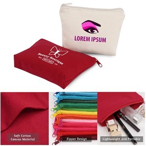 Canvas Makeup Cosmetic Travel Pouch ( 7" X 4.7" X 1.2" )