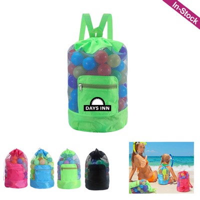 Foldable Mesh Drawstring Beach Backpack