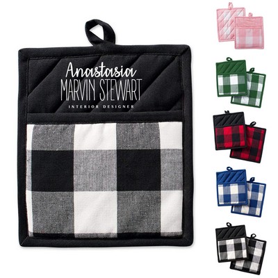 Heat Resistant Plaid Potholder w/ Pocket