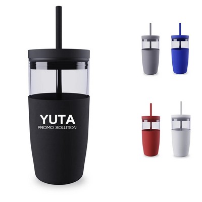 18Oz Glass Tumbler With Straw