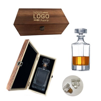 Liquor Decanter w/ Wooden Case