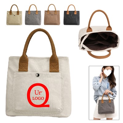 Canvas Handbag W/ Front Pocket