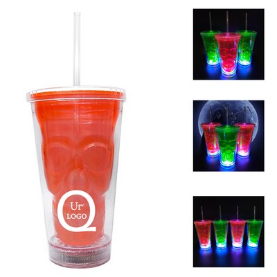 15.2Oz Led Skull Straw Cup