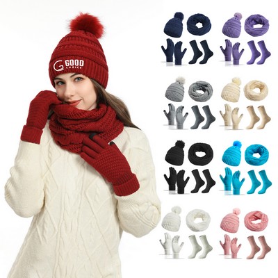 Dulex Winter Beanie/Scarf/Gloves/Socks Set