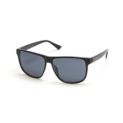 GUESS® Men's Shiny Black Smoke Mirror Sunglasses