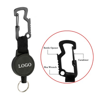 Retractable Heavy Duty Key Holder Belt Clip with Carabiner