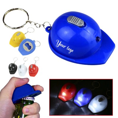 3 In 1 Hard Hat Bottle Opener Flashlight Keychain