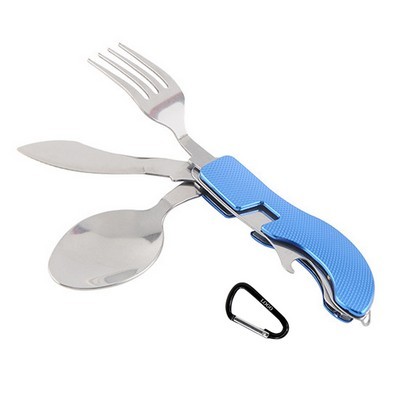 Foldable Spork Knife With Carabiner