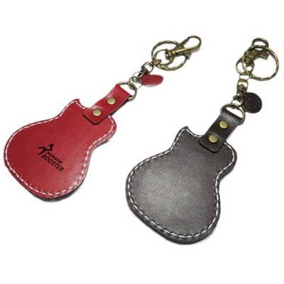 Leather Guitar Shaped Key Chain