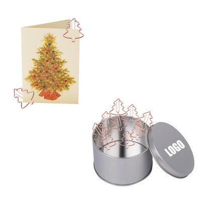 Rose Gold Tree Shaped Paper Clips with Tin Box