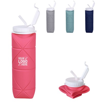 Collapsible Silicone Straw Water Bottle