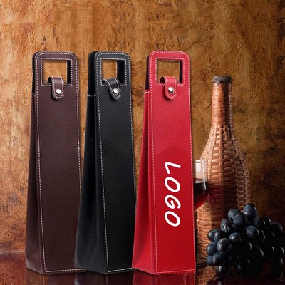 PU Leather Wine Bottle Bag