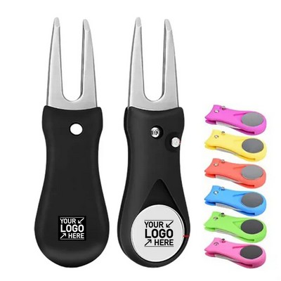 Foldable Golf Divot Repair Tool with Ball Marker