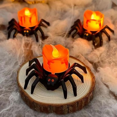 LED Halloween Glowing Spider Candle Light