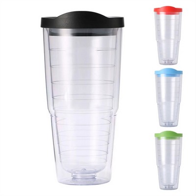 24Oz Double Wall Plastic Clear Insulated Tumbler