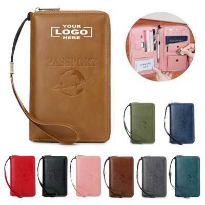 Anti-Theft Leather Travel Passport Holder