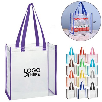 Clear PVC Tote Bag With Colorful Handles