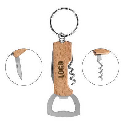 Multi Functional 4 IN 1 Wooden Ergonomic Bottle Opener