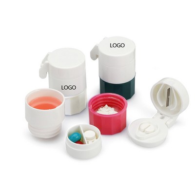 4-in-1 Pill Case Cup with Cutter and Grinder for Versatile Medication