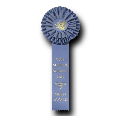 Custom Double Pleated Rosette Ribbon w/ Center Button (4 1/2"x12")