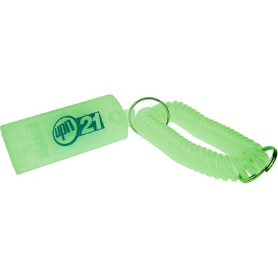 Glow-in-the-Dark Flat Whistle w/ Wrist Coil Key Chain