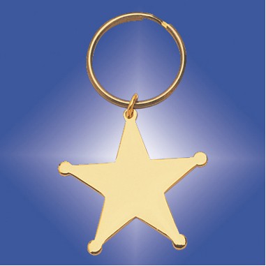 Gold Plated Brass Star Shaped Key Ring