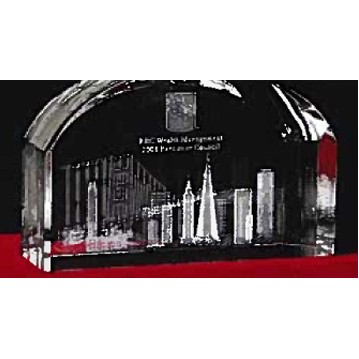 3-D Crystal San Francisco Skyline in Arch Award w/Custom Etching (5")