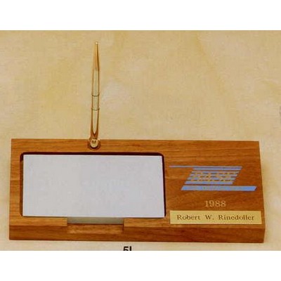 4-1/5"x9" Walnut Pen And 3"x5" Post-it Pad Holder (5i)